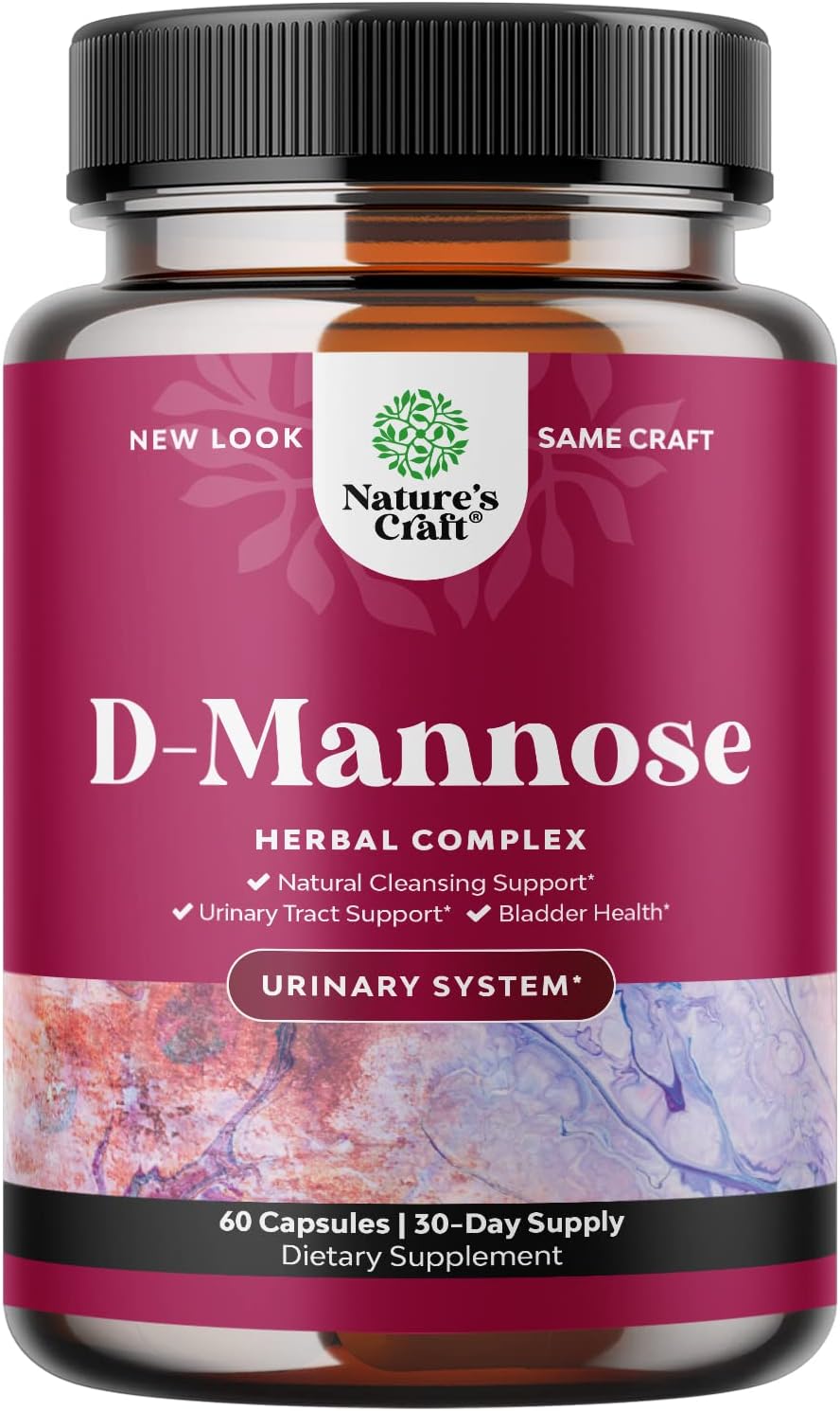 D Mannose with Cranberry Extract Capsules - D Mannose Capsules for Kidney Cleanse Liver Support and Urinary Tract Health for Women - D-Mannose 1000mg Capsules with Hibiscus and Dandelion 60 Count