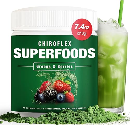 Total Tea Chiroflex Superfood Green Powder Suplemento vegano orgánico de frutas y verduras, polvo diario Super Greens, batido de polvo de verduras