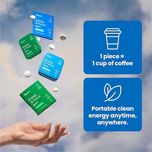 Miniatura 5 de Neuro Energy & Focus Mints, Extra Strength - Mentas para el aliento sin azúcar con 100 mg de cafeína natural, vitaminas B y L-teanina, suplemento