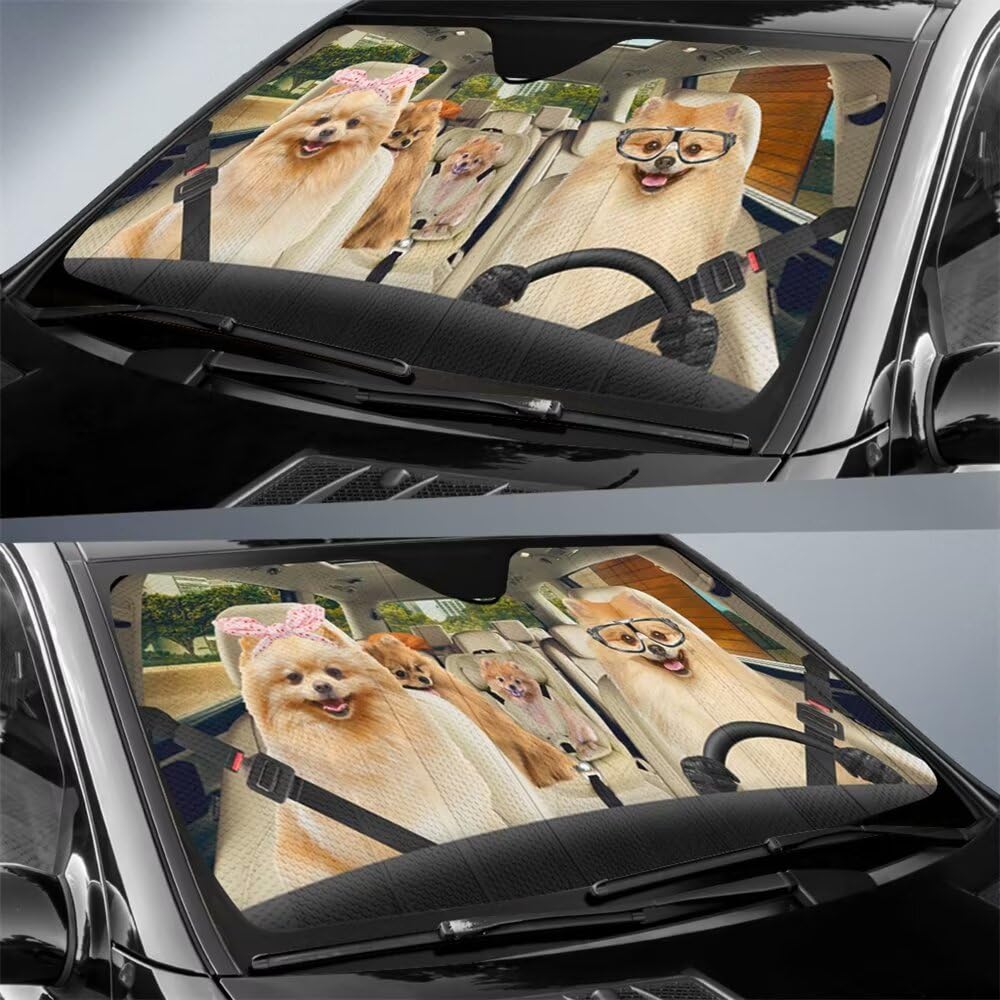 Windshield Sun Shade Personalized Car Sun Shade for Car UV Ray Sun Visor Protector Dog Driving 57x27.5 Inches Automotive Cover Block