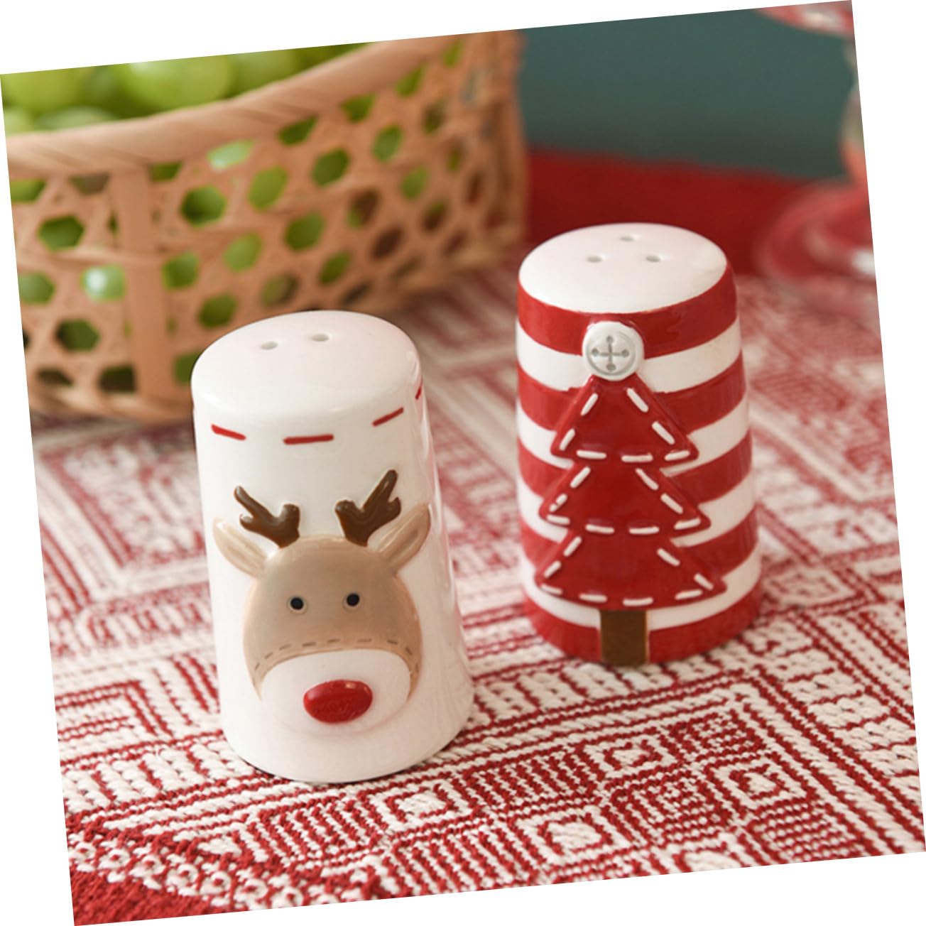 2 Stück Keramik Gewürzstreuer Teilig Salz Pfefferstreuer Salz und Pfeffermühle Weihnachten Küchen Gewürzbehälter für Pfeffer und Gewürze