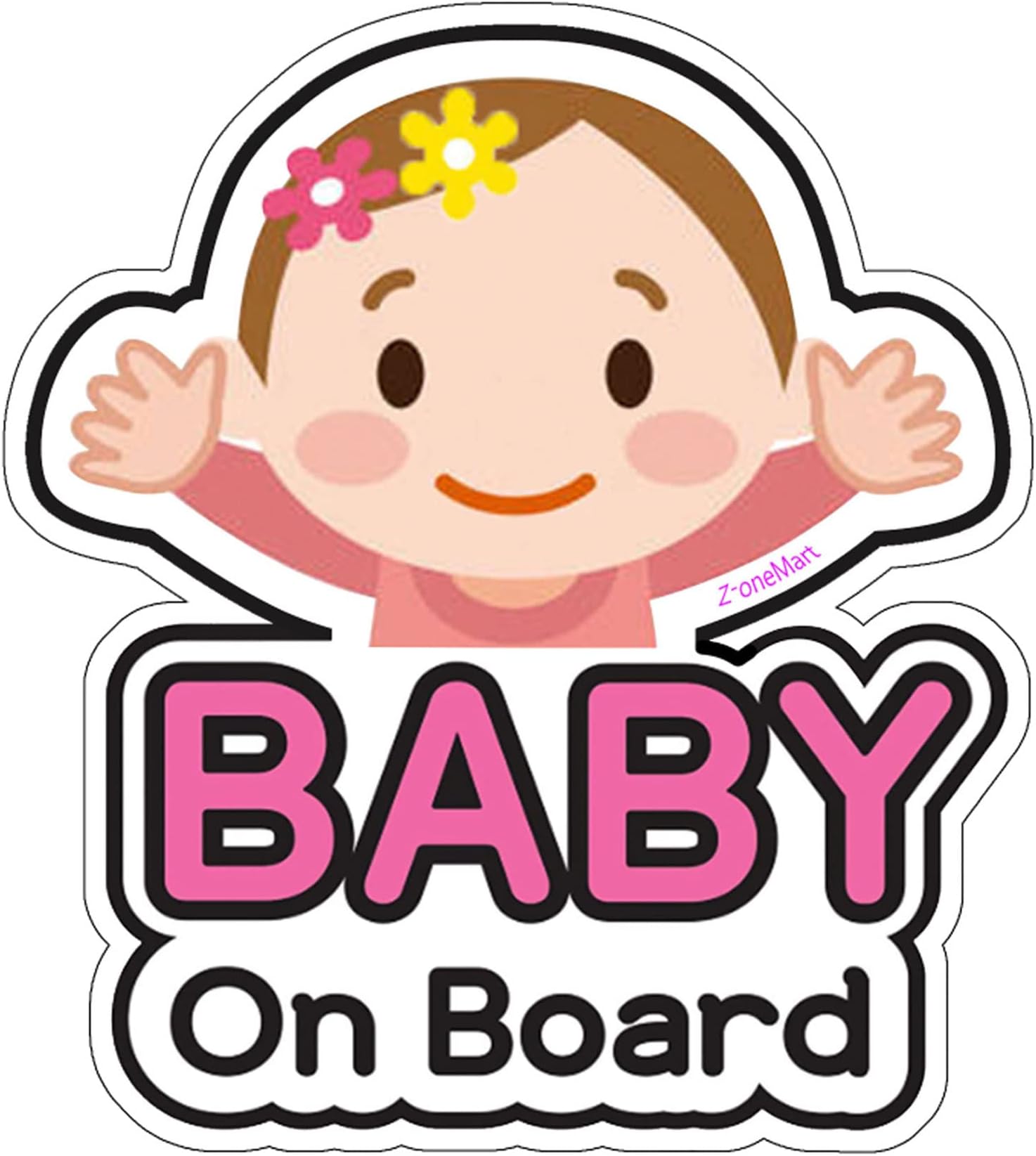 Z-oneMart2 PCs Baby ON Board Warning Tape PVC Car Stickers, Baby On Board for Car Automobiles Decoration,Baby in Car Reminder Car Accessories Stickers(Basic Girl)