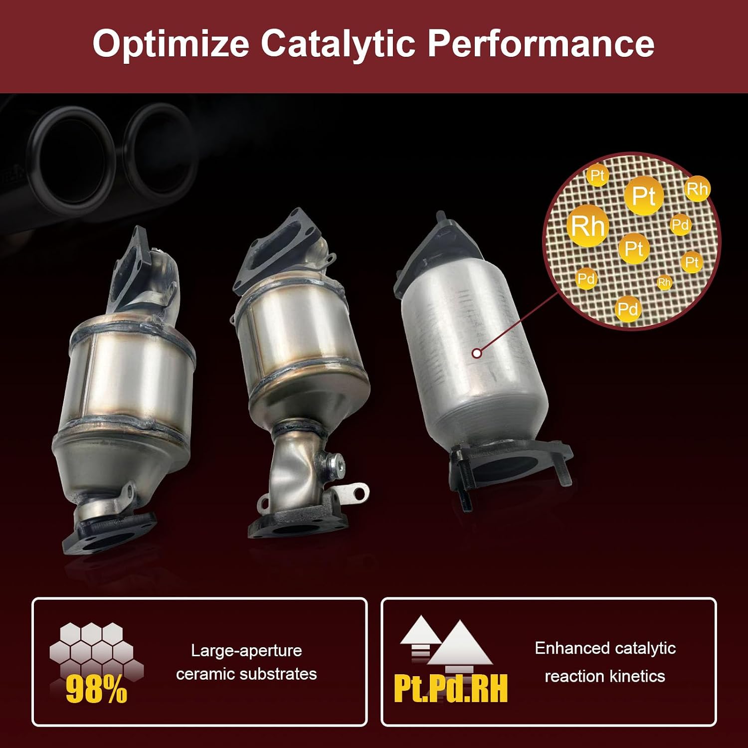 3 Pcs Left & Right Catalytic Converter for Honda Pilot 2005 2006 2007 2008 3.5L Replace# 16450, 16451, 16351 EPA Compliant
