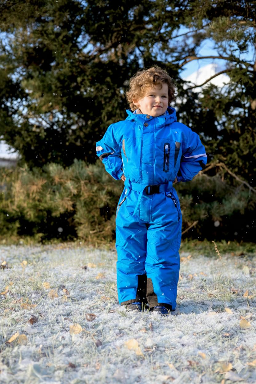 Golder Kinder Skianzug Jungen Mädchen mit Kapuze Winddichter Wasserdichter Schneeoverall