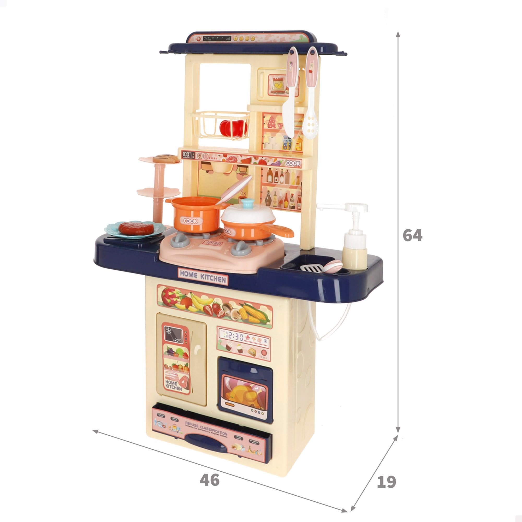 COLORBABY My Home Cocina de Juguete 46x19x64 cm, Luz, Sonido y Efectos, Incluye Accesorios, Juguetes simbólicos, Juego de cocinar, Juegos para niños y niñas, Regalos niños, A Partir 3 años (39570)
