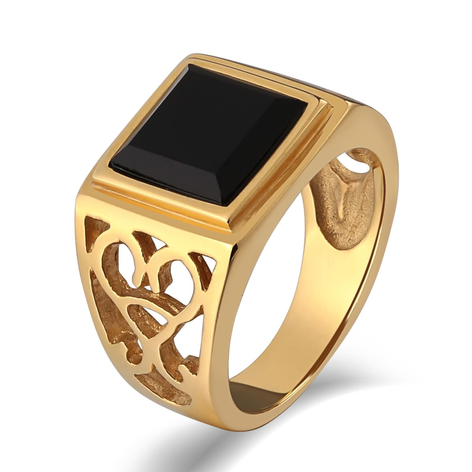 Feng Shui， Edelstahl-Herrenringe mit Gravur, Herren-Ehering mit Gravur, filigraner Vintage-Ring mit Zirkonia, Größe 7–12