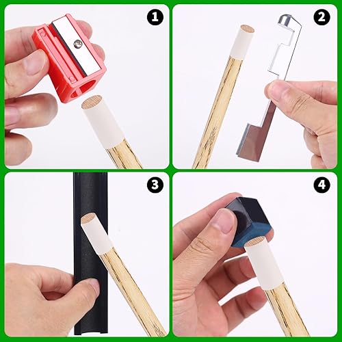 Miniatura 5 de Vefungyan Kit de reparación de taco de billar de 40 piezas 20 puntas de taco de billar, 4 moldeadores, 5 cubos de tiza, 5 reparadores de tacos de