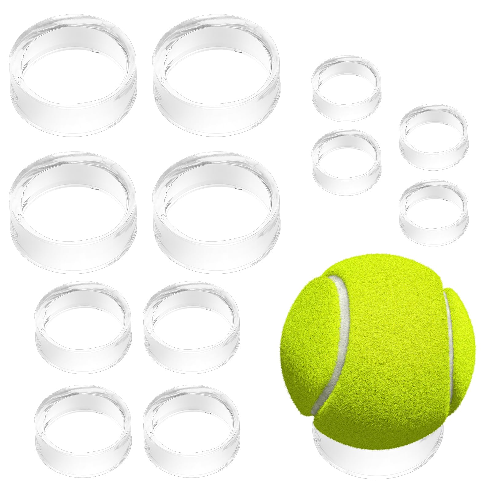 12Pcs Clear Sphere Baseball Holders for Balls Acrylic Ring Ball Sphere Stand Round Plastic Ring Stands Holder Easel for Ball Softball Tennis Ball Eggs Spheres Jewelry Crafts (Small, Medium, Large)