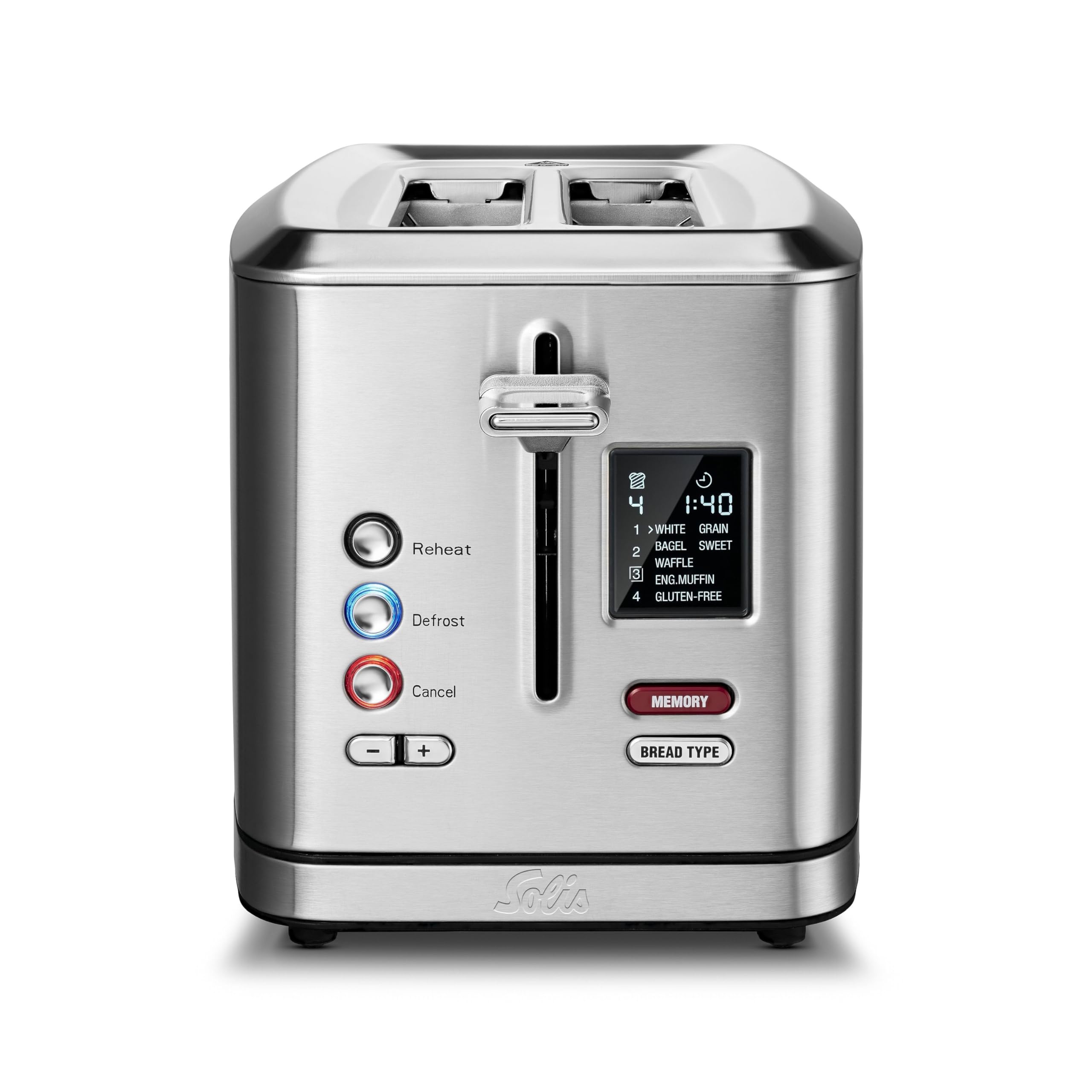 Solis Tostapane Flex (tipo 8004) – Tostapane in acciaio inox premium con 7 programmi, ampie fessure, display LCD e panino – godimento croccante con potenza 950 W