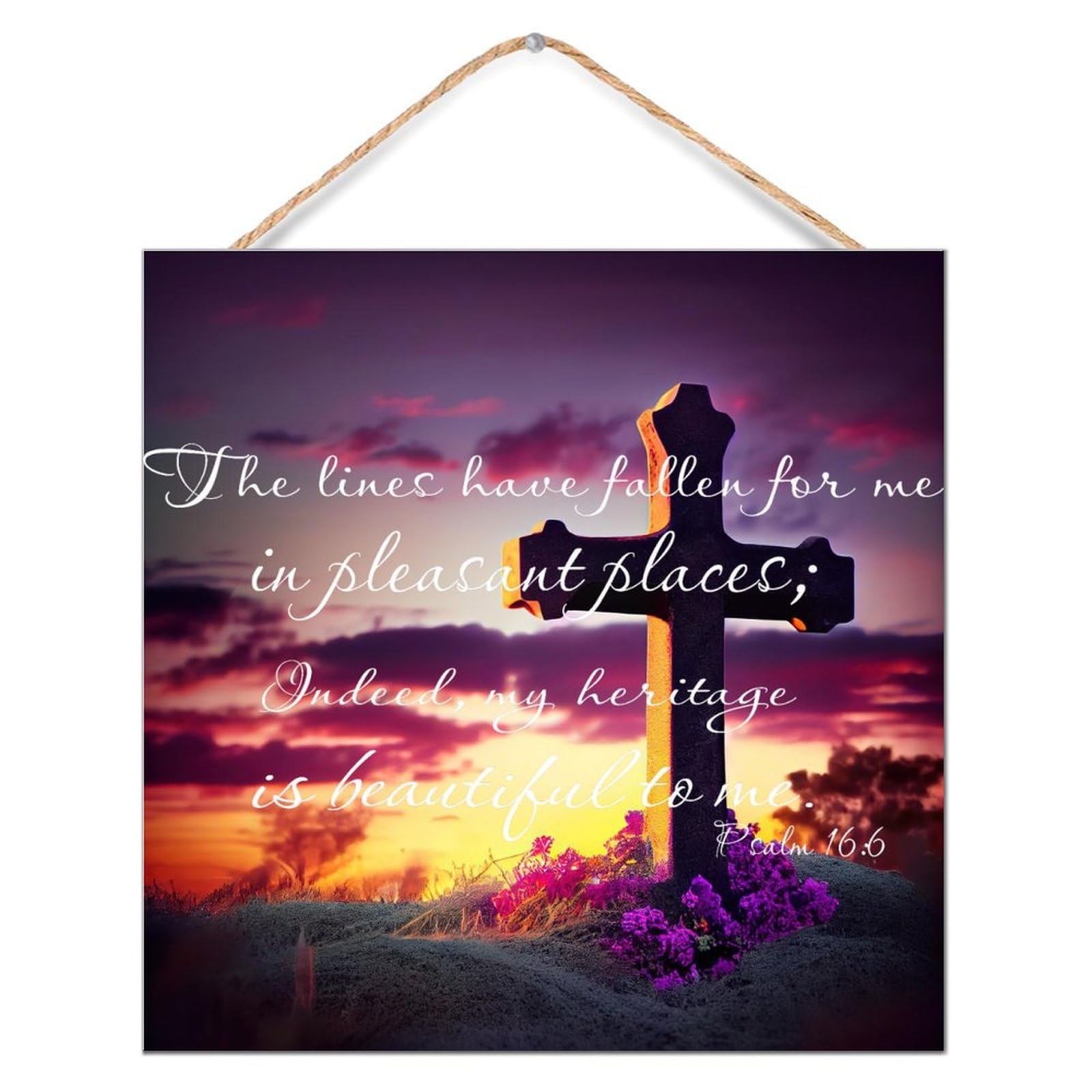 Placa de madera Salmo 16:6 decora paredes vacías con un letrero motivacional rústico y duradero