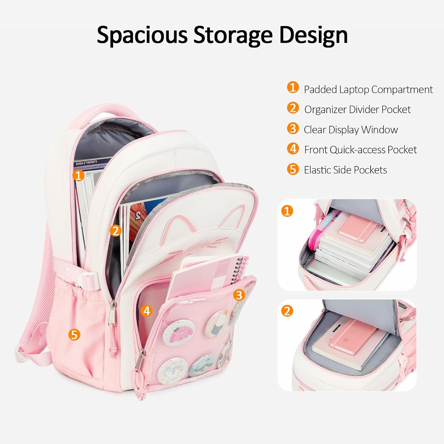 abshoo Kawaii Backpack for Girls Teen Elementary Middle High School Bookbag image 4