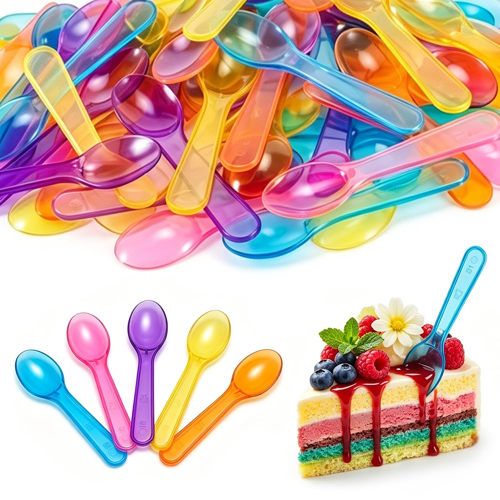Photo 1 of Zerobe Mini Tasting Spoons, Plastic Dessert Spoons, 100pcs