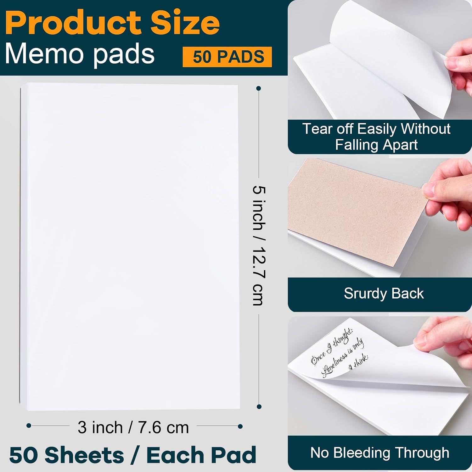 Beieverluck 50 Pack Note Pads 3x5, White Scratch Pads for Writing 50 Sheets Per Pad, Small Memo Pad Server Note Pad Blank Notepads for Office School Home To Do Lists Grocery List