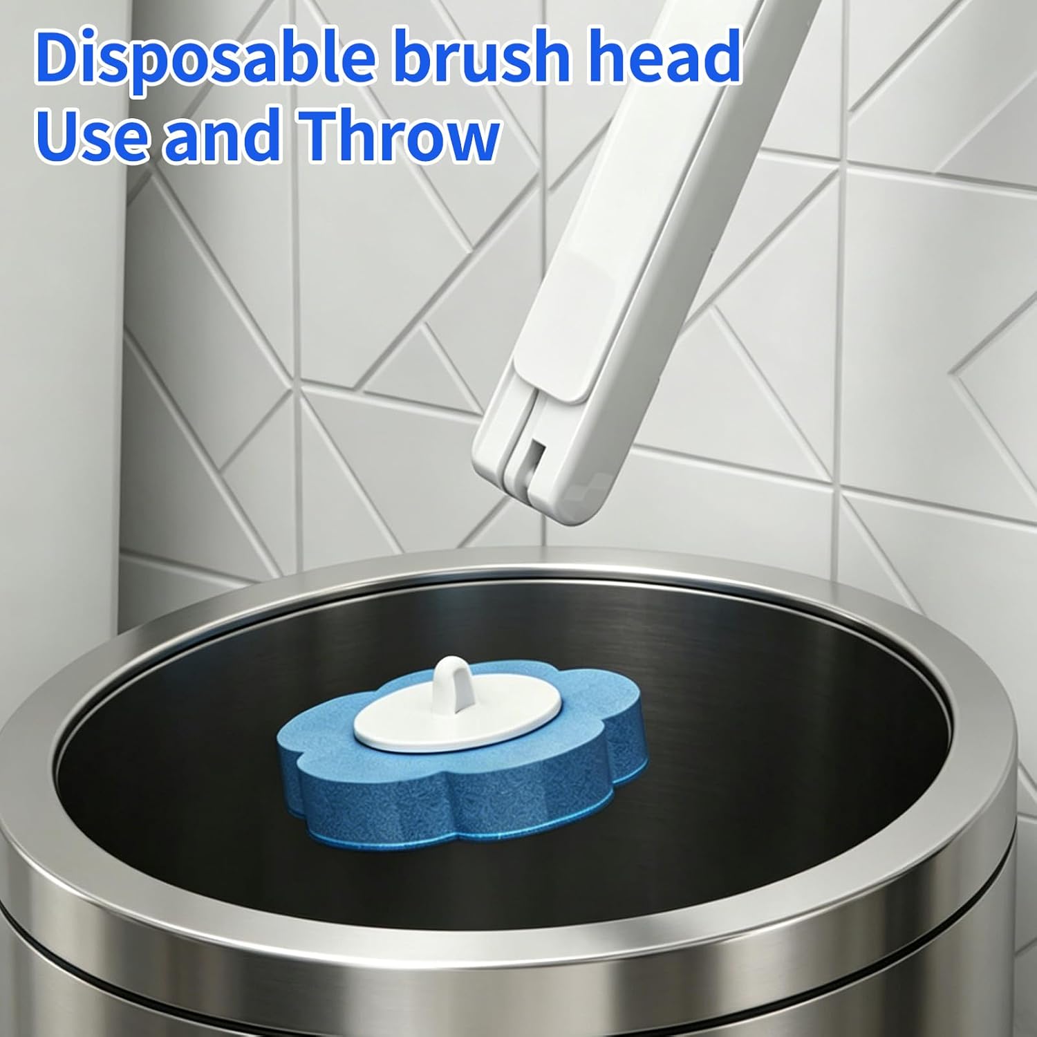 Disposable Toilet Brush Cleaning Kit with 48 Refill Heads, Holder & Storage Caddy, Wall-Mounted Toilet Bowl Wand Scrubber for Bathroom (Disposable Toilet Brush)
