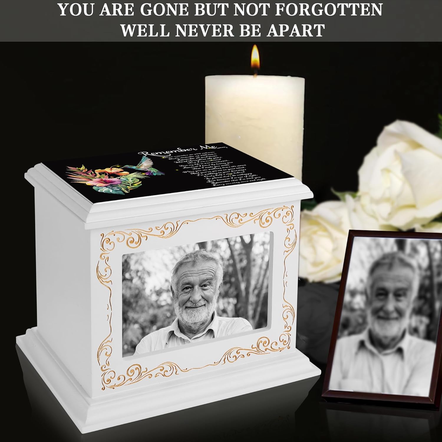 Cremation Urns for Human Ashes Adult Male or Female, Funeral Memorial Urns for Ashes with Photo Frame, Wooden Urns Box and Casket for Men Women, Burial Urn for Adults Up to 200 IBS - Image 4