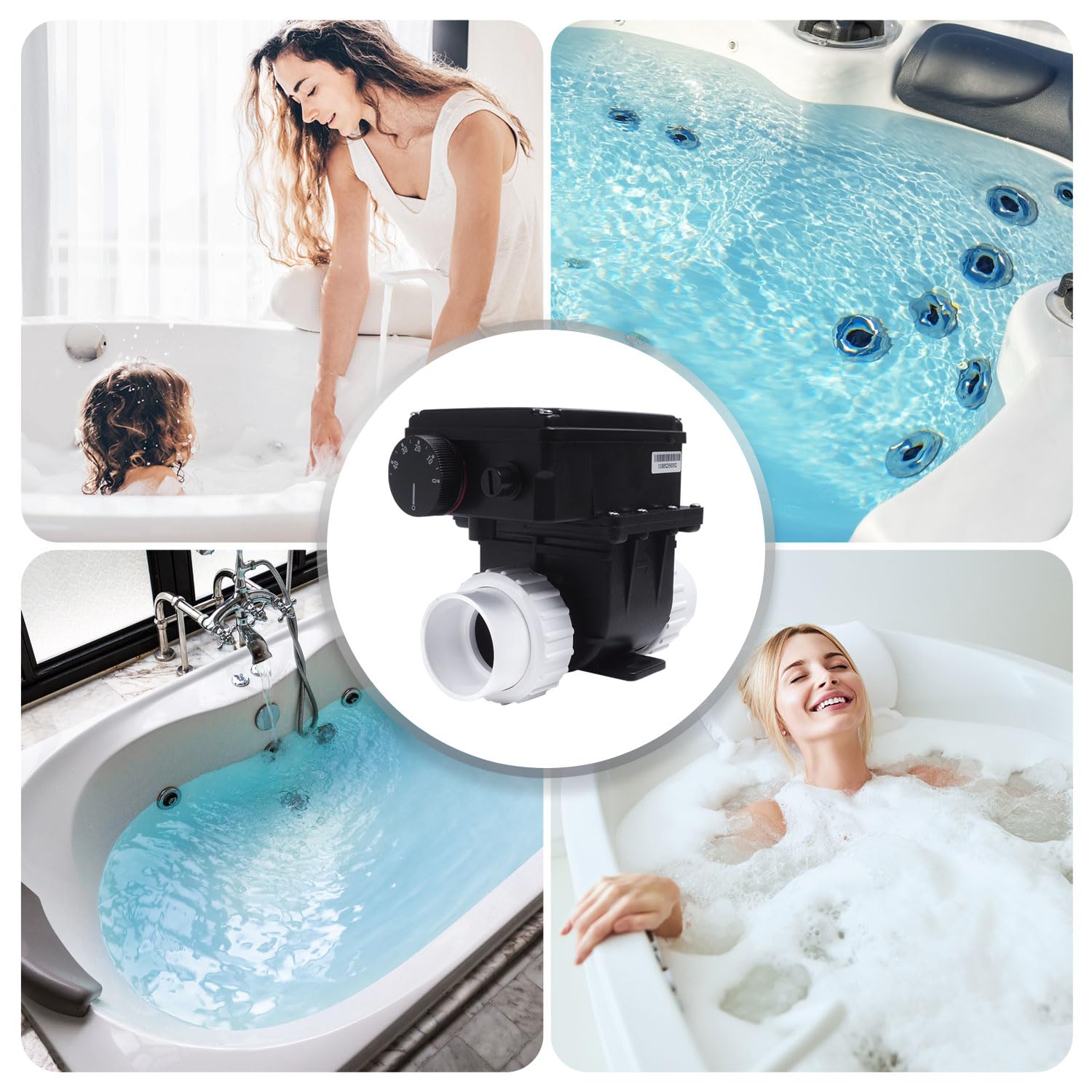 AQUADE Elektrische Whirlpool-Heizung 3 kW – Durchlauferhitzer für Spa, Außenwhirlpool & kleine Pools bis 1280L – Warmwasserbereiter mit Thermostat & Überhitzungsschutz
