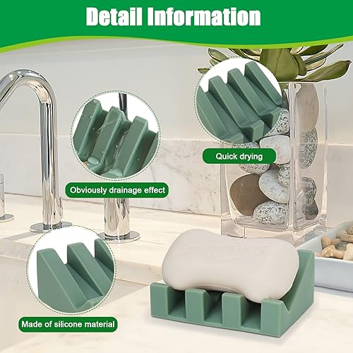 Miniatura 3 de Jabonera de silicona con desagüe para ducha, fácil limpieza y mantiene jabón seco ahorrador, soporte de jabón autodrenante xs0004 xs0004 xs0004