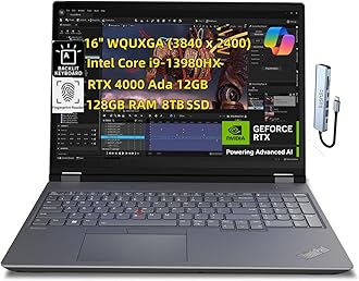 NewLenovo ThinkPad P16 Gen 2 Mobile Workstation (16" WQUXGA 4K+ (3840 x 2400), Intel Core i9-13980HX 24C, 128GB RAM 8TB SSD, RTX 4000 Ada) Laptop for Engineer Designer Architect, USB HUB, Win 11 Pro