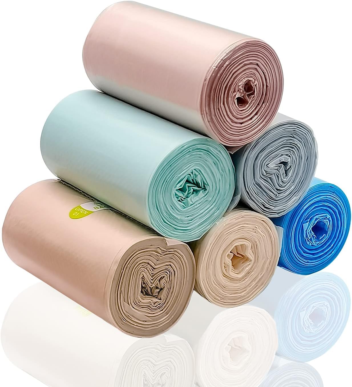 H&W 240 Counts Strong Trash Bags,0.5 Gallon Mini Garbage Bags for Small Trash Can,Desktop Trash Bin,Fit 2 Liters or Less Trash Can(6 Rolls,Rose Gold)