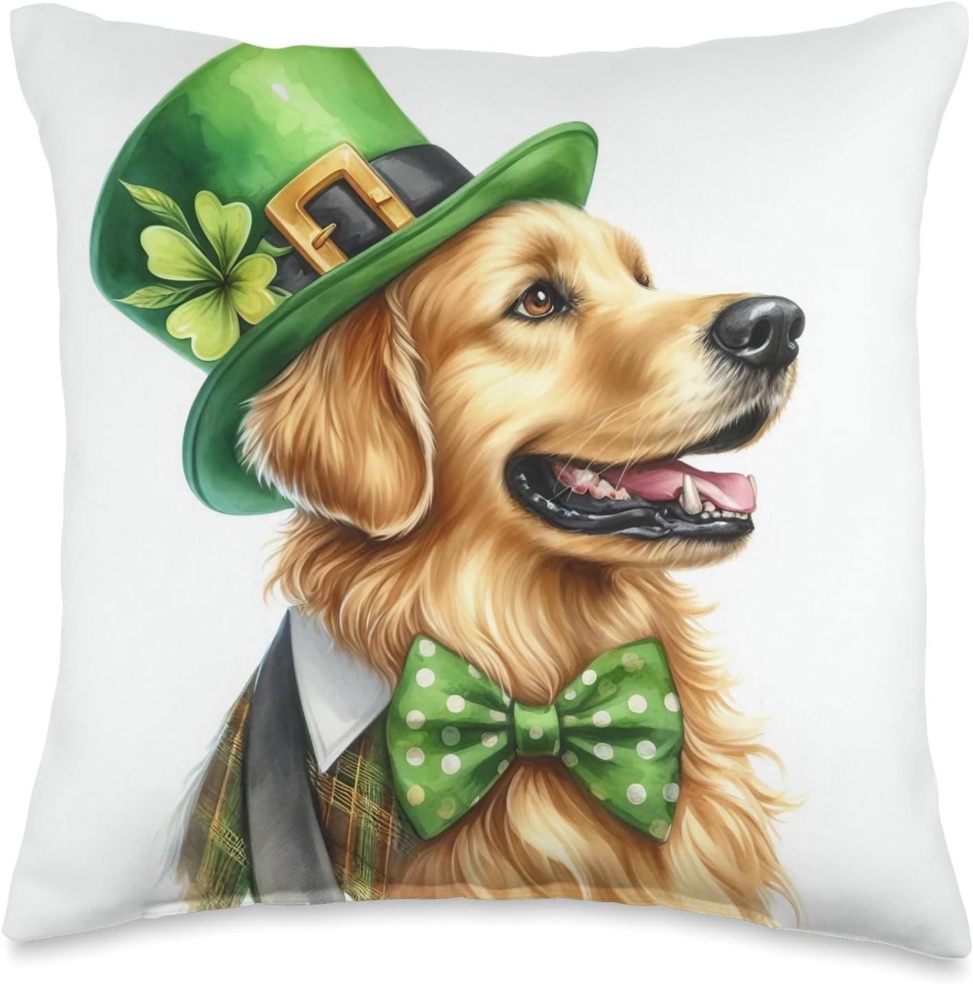 Funny Golden Retriever Dog St Patrick's Saint Patrick's Day Throw Pillow