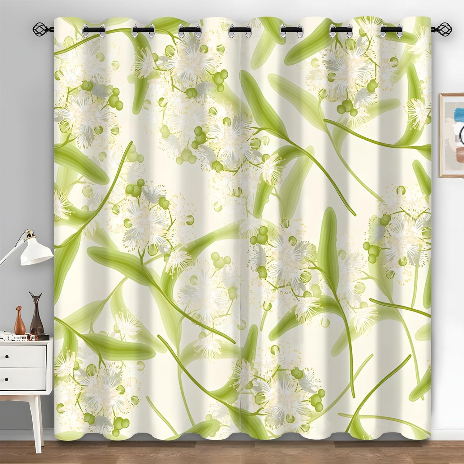 Rideau anti froid occultant thermique à fleurs pour salon