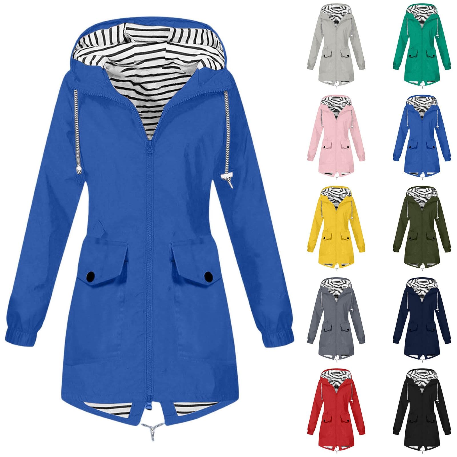 Veste Imperméable Légère pour Femme, Coupe Vent Femme, Impermeable Veste de Pluie à Capuche pour Randonnée, Course à Pied, Cyclisme, Voyages