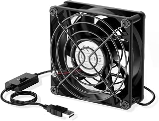 ELUTENG Computer Case Fan 80 mm Quiet USB Cooling Fan Portable Computer Cooling Fan with 3 Adjustable Wind Speeds for Computer/PS4/PS5/TV Box/AV Cabinet 80 x 80 x 25mm
