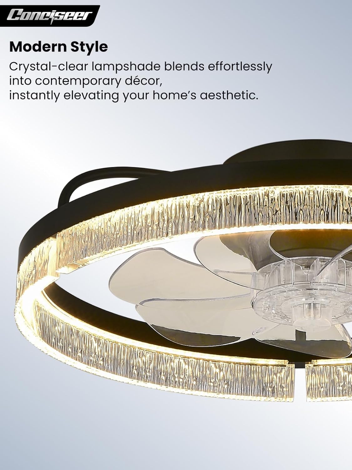 20 Inch Ceiling Fans with Lights and Remote, Flush Mount,3CCT 3000-6500K Dimmable 4W-35W, Low Profile 6 Speed Reversible Quiet DC Motor for Bedroom, Kids Room and Living Room, Black