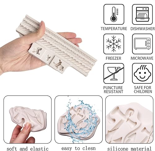 Miniatura 3 de Moldes de silicona de anclaje, molde de fondant de cuerda, chocolate pirata para cuerda pirata, gancho de barco, timón, arcilla de resina