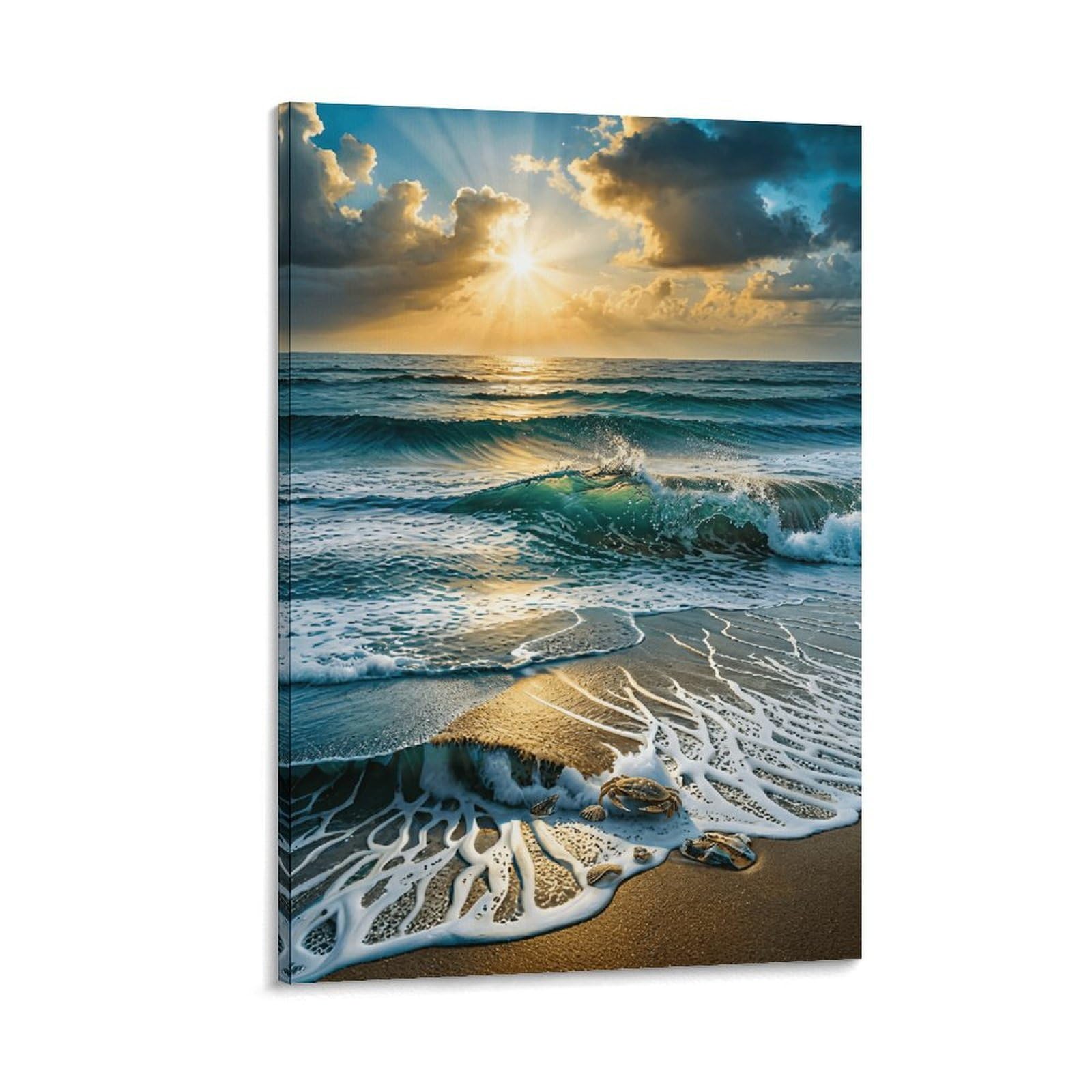 XPASHIQWC Sunrise Beach Wave Poster Artwork Giclee Canvas Prints Modern Canvas Wall Art Picture Wall Hanging for Living Room Home Decorations 20x30inch(50x75cm)