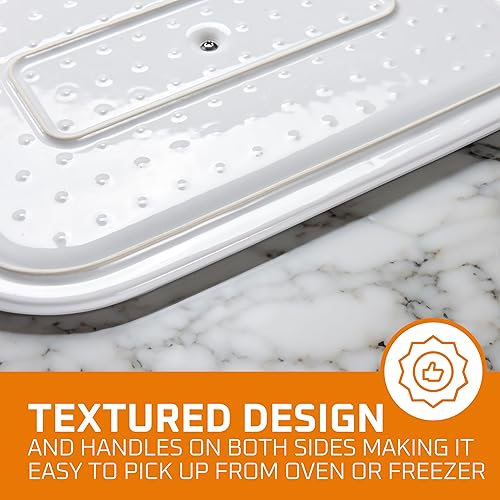 Miniatura 6 de Cacerola de gres con tapa, sartén rectangular con tapa, sartenes de cerámica cubiertas, juego de piedra para congelador y horno, utensilios para