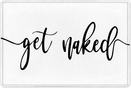 Miniatura 7 de Alfombra de baño Get Naked para baño, fuente negra, lindas citas divertidas sobre fondo blanco, alfombra de baño, alfombra de baño de espuma