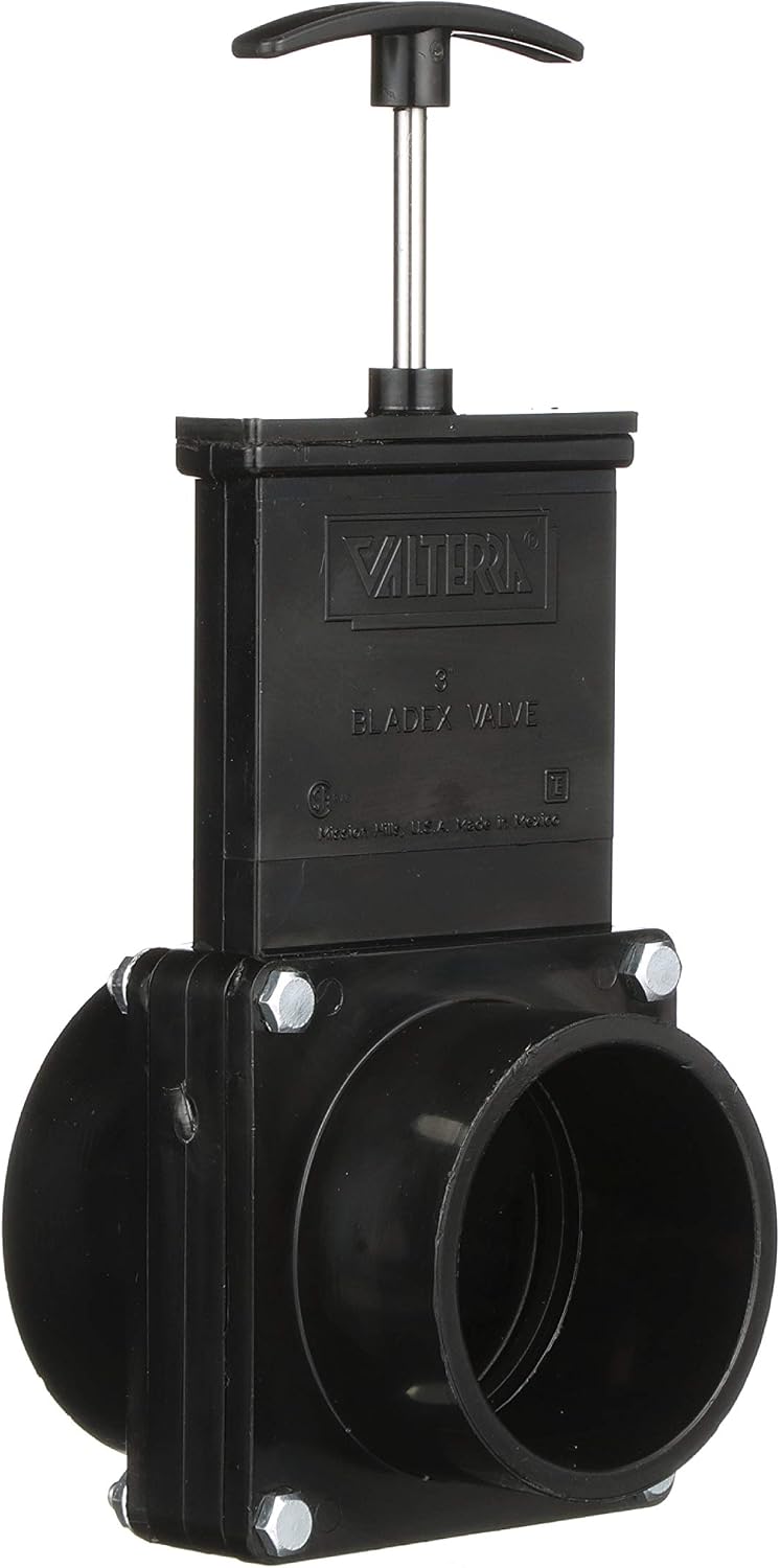 Valterra ABS Gate Valve for RV, Camper, and More - 3-Inch Hub x Spigot Connection