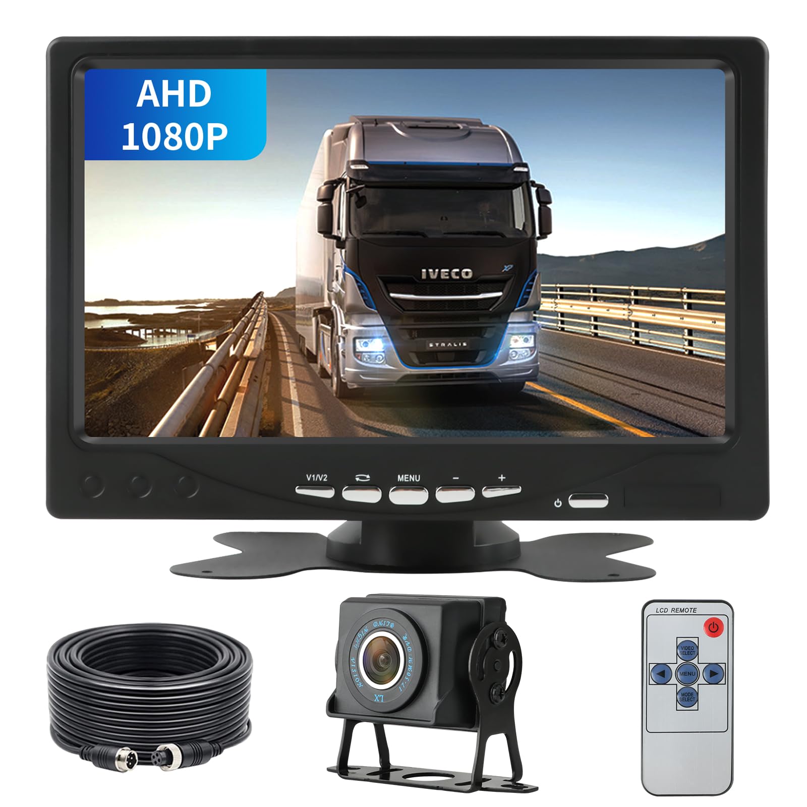 Jansite 1080P Cámara Trasera con Monitor de 7" para Coche Autocaravana SUV