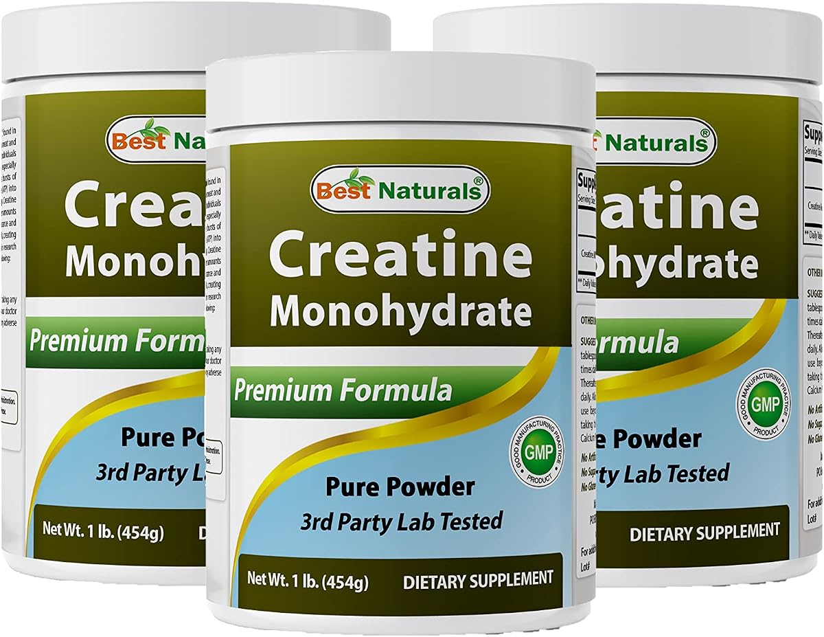 Best Naturals Creatine Monohydrate 1 Lb Pure Powder (1 LB (Pack of 3))
