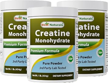 Best Naturals Creatine Monohydrate 1 Lb Pure Powder 1 LB Pack of 3