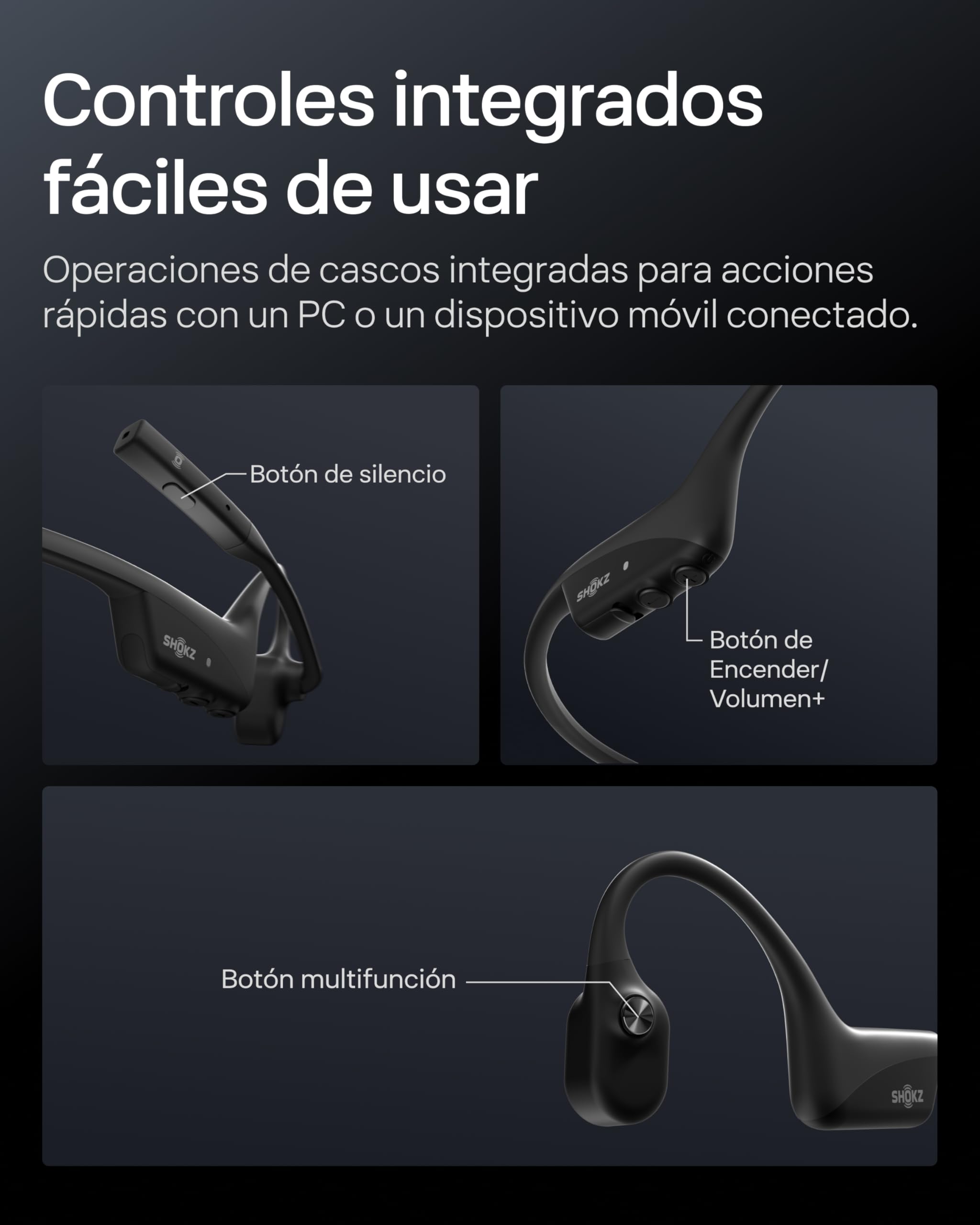 SHOKZ OpenComm2 UC 2025 Upgrade Auriculares Conducción Ósea,Adaptador USB-A | 16h Conversación |Adaptador USB-A | Bluetooth |Micrófono| Oído Abierto | Carga Rápida | para Office | Carga Tipo C