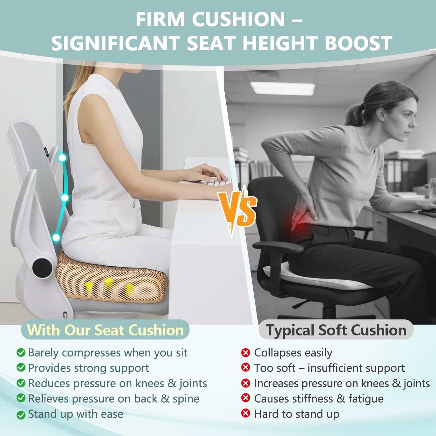 Extra Thick Booster Seat Cushion for Elderly Adult, Foam Cushions for Office Chair, Booster Seat Elevation Pillow, Desk Chair Cushion for Pressure Relief, Lift Chair Cushion (16.5*13.2*4.7)