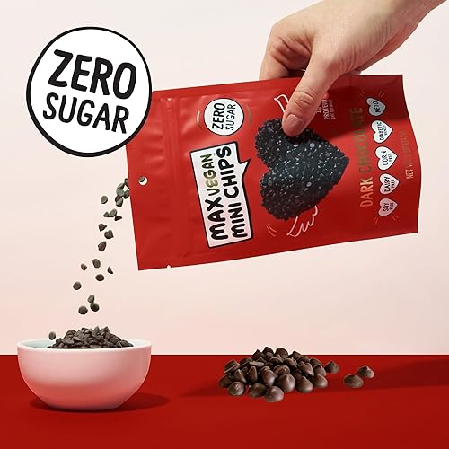 Miniatura 3 de Max Sweets - Mini chispas de chocolate veganas - Deliciosos dulces sin azúcar, ideales para dietas cetogénicas, sin gluten, diabéticos, bajas en