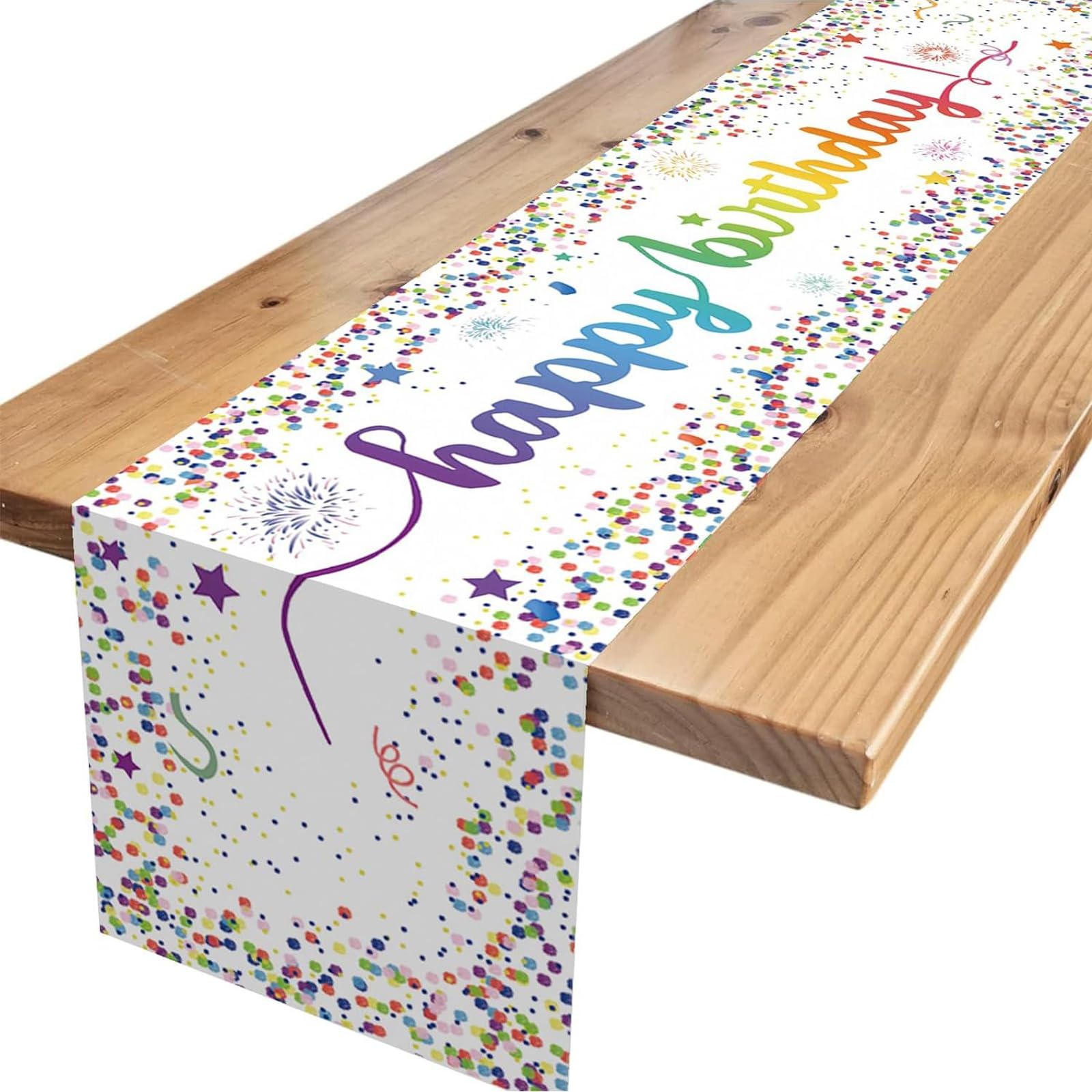DKDDSSS Geburtstags-Tischläufer Regenbogen – Abwischbare Tischdecke Für Kindergeburtstag 183x33 Cm