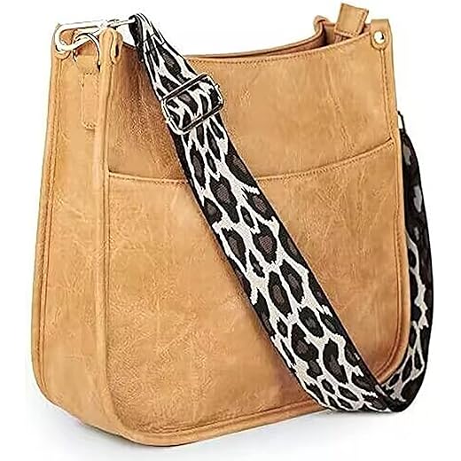 Viva Terry Vegan Leather Crossbody Fashion Shoulder Bag Purse with Adjustable Strap (Brown)