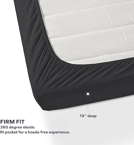 Miniatura 3 de Boston Linen Co. Sábana bajera de microfibra de alta calidad de 1800 hilos, resistente al encogimiento y a la decoloración hasta 15 pulgadas, sábana