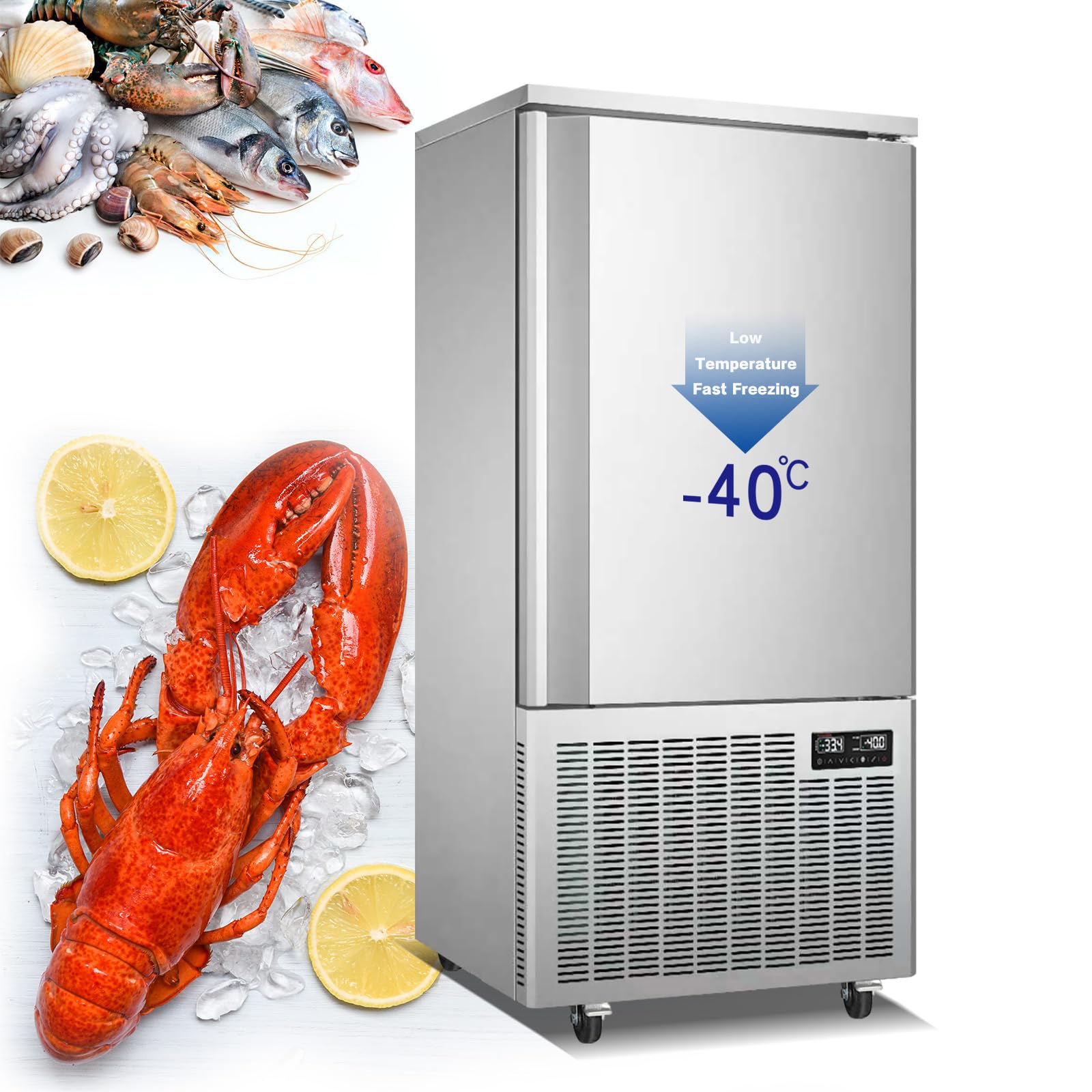 Kolice Commercial Heavy Duty 15 Trays Blast Chille,Chest Freezer,Shock Freezer- Food Probe,-40°F to +37.4°F for Preserving Hard Ice Cream, Dough,Sea Food,Chicken,Dumpling,Beef,Dessert,etc on Fridge.com