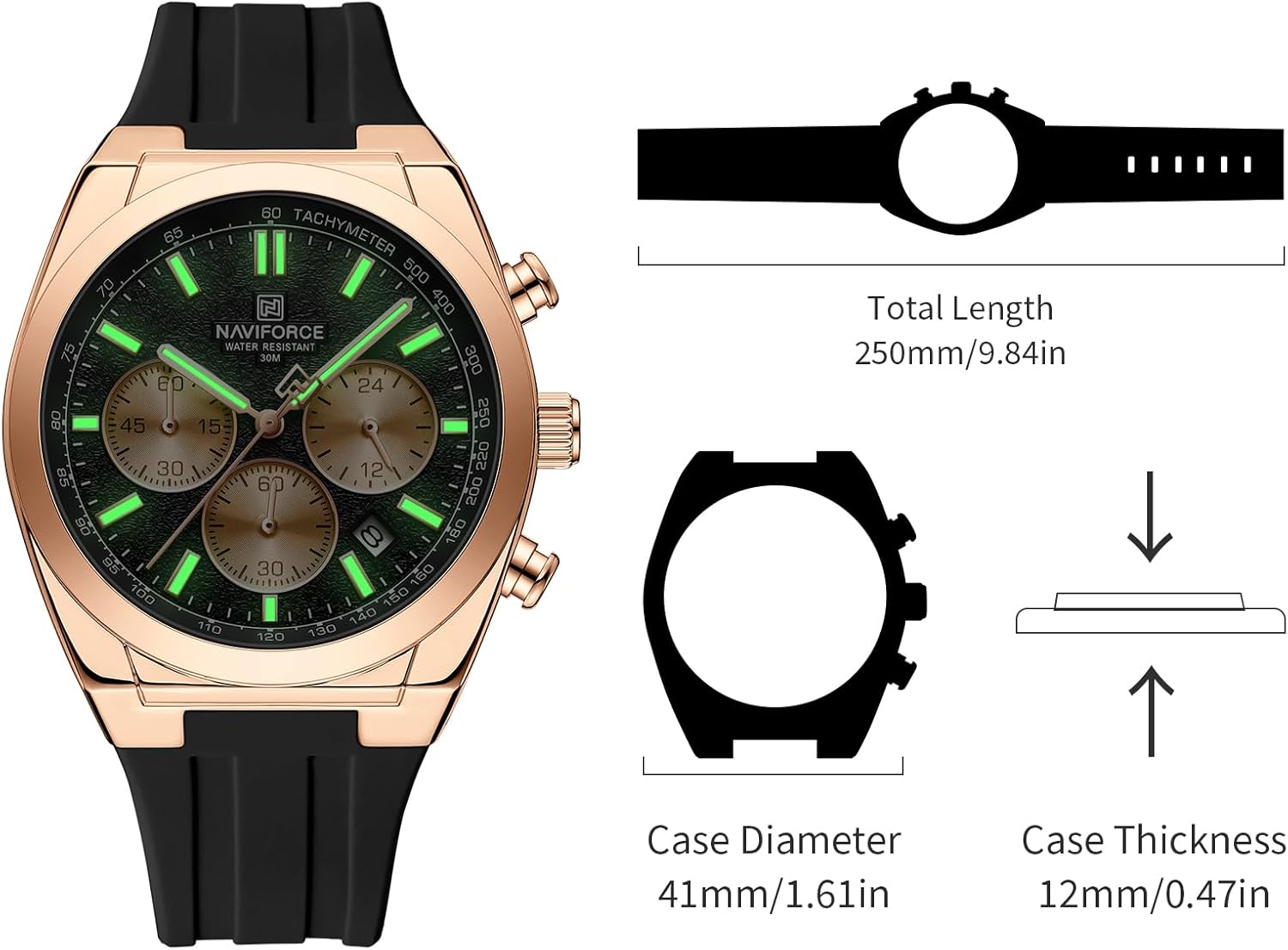 NAVIFORCE Watches for Men Multifunctional Chronograph Analog Quartz Waterproof Wirstwatch Silicone Strap Man Gifts - Image 5