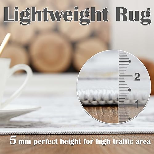 Miniatura 4 de jinchan Alfombra vintage de 2 x 3 para entrada, lavable, diseño floral, retro, envejecida, para interiores, alfombra pequeña, antideslizante,