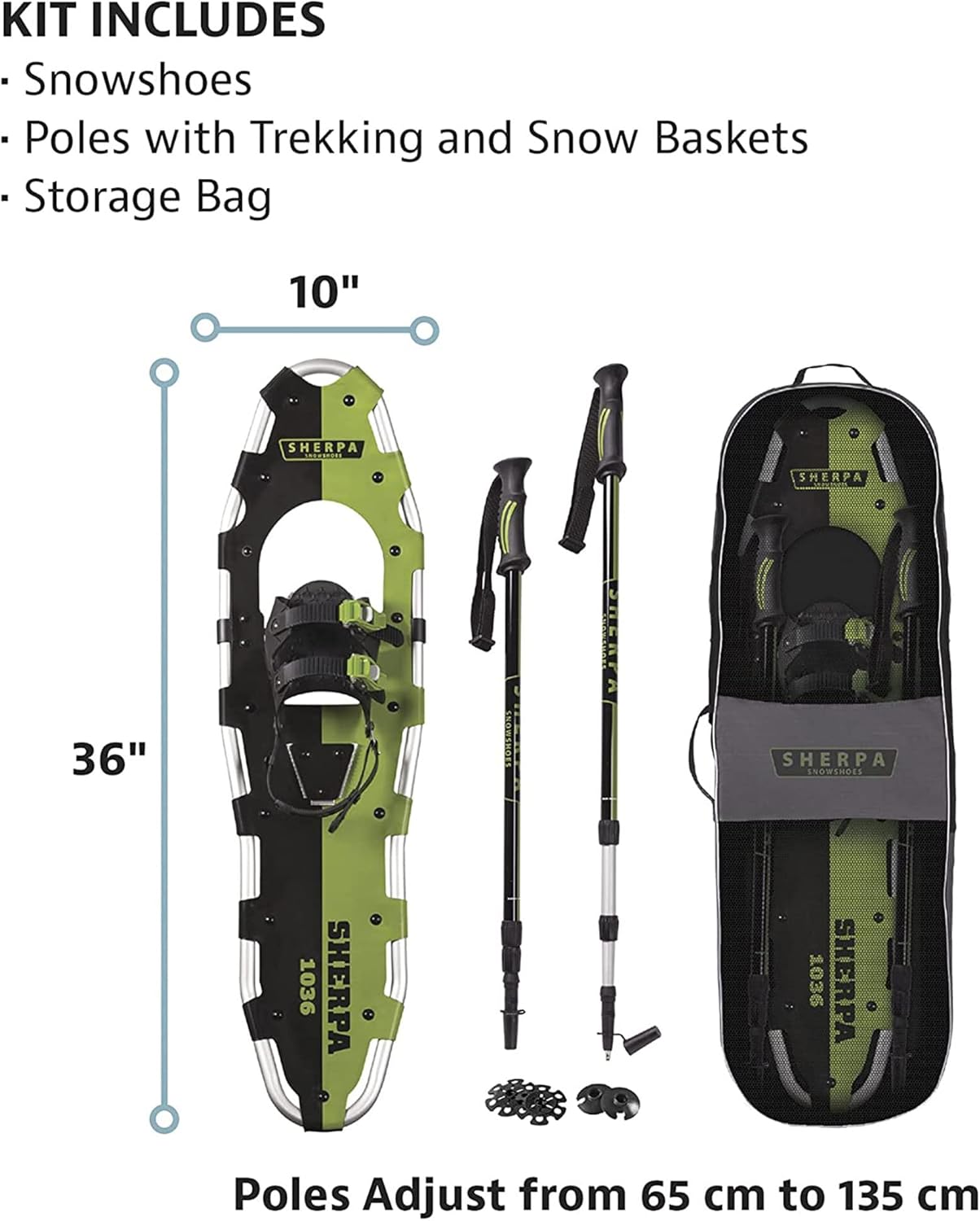 Yukon Charlie's Sherpa Snowshoe, Snowshoes for Men & Women, Snowshoeing Kits for All Skill Levels, Multiple Sizes & Models