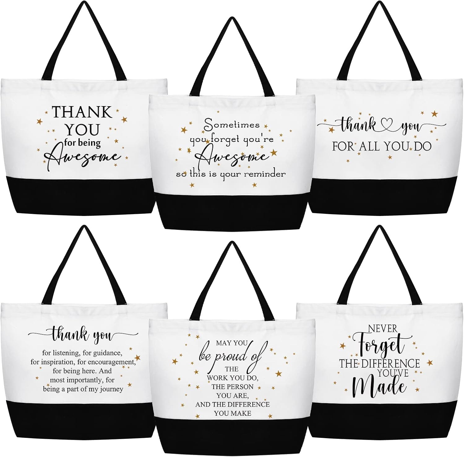 Cunno 6 Pieces Employee Appreciation Tote Bags 18.5 x 15