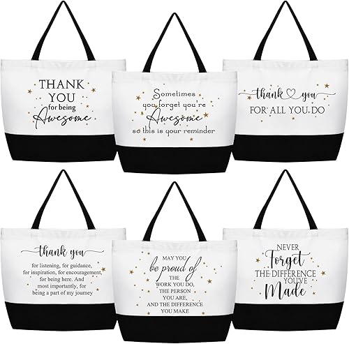 Cunno 6 bolsas de regalo de agradecimiento a los empleados de 18.5 x 15 pulgadas, bolsa de lona de agradecimiento de Navidad para mujeres,