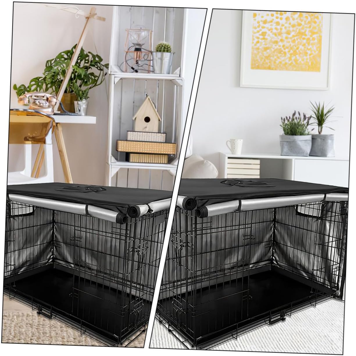 Totority Rainproof Oxford Cloth Dog Crate Cover with Dual Openings Kennel Cover for Indoor Outdoor Use Fits Cages Breathable Window for Pet Comfort and Easy Access