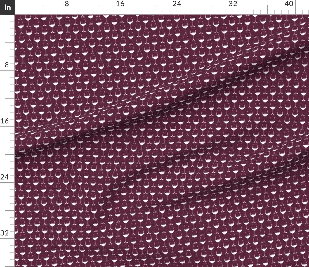 Spoonflower Fabric - Wine Glass Small Red Vintage Printed on Petal Signature Cotton Fabric by The Yard - Sewing Quilting Apparel Crafts Decor